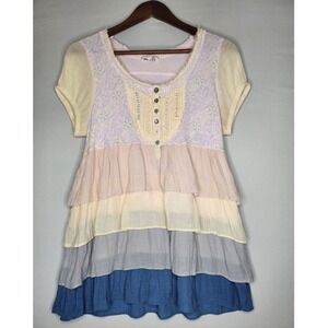 Anthropologie Lulumari Boho Chic Ruffle Top Large